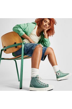 کفش اسنیکر سبز زنانه بند دار Converse - کد 865351643