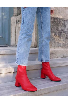 بوت / نیم بوت زرشکی زنانه چرم مصنوعی Demashoes - کد 870237837