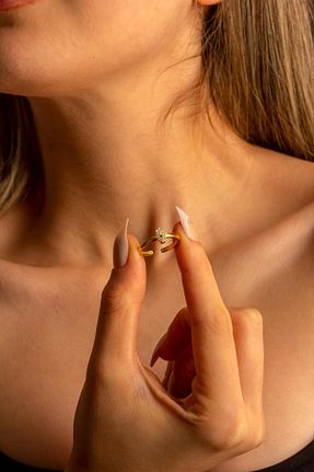 انگشتر نقره طلائی زنانه زیرکن Işıltı Silver - کد 870278835
