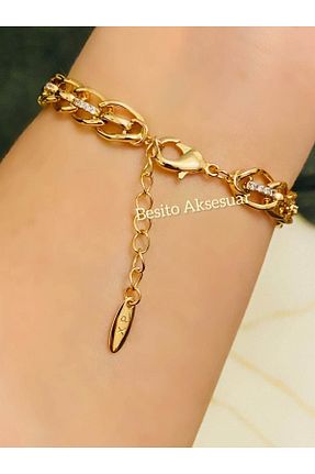 دستبند جواهر طلائی زنانه برنجی Besito Aksesuar - کد 870278095