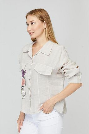 پیراهن بژ زنانه یقه پیراهنی Home Store - کد 846988224