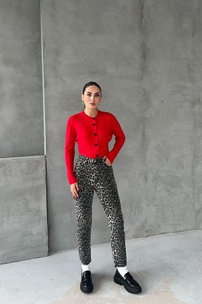 شلوار جین قهوه ای زنانه پاچه ساده Seda Yalçın Atelier - کد 870768247