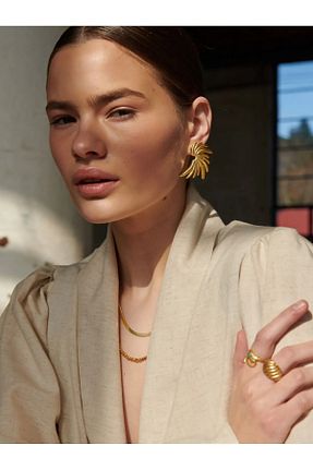 گوشواره جواهر طلائی فلزی MRK - کد 870331060