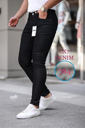 شلوار مشکی مردانه لیکرا CX7 DENIM - کد 870351842