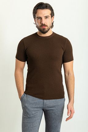 پلیور قهوه ای مردانه ساده Mcr - کد 686988672