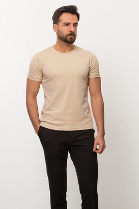تیشرت بژ مردانه اسلیم فیت Mcr - کد 236453257