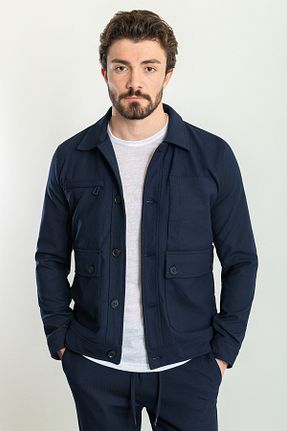 کاپشن سرمه ای مردانه اسلیم فیت Mcr - کد 688750012