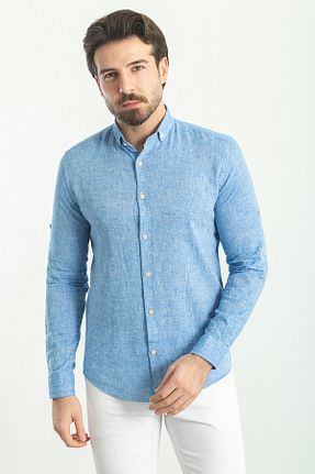 پیراهن سرمه ای مردانه اسلیم فیت Mcr - کد 637245364