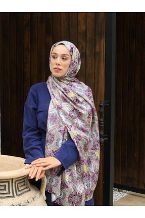 شال بنفش زنانه ابریشم Modakaşmir - کد 870408983