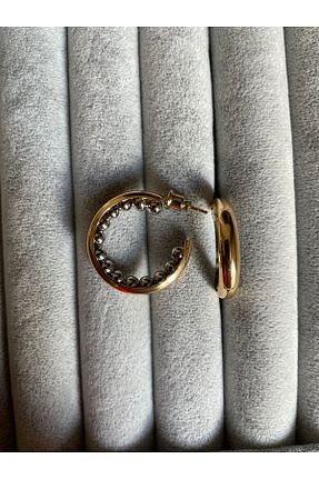 گوشواره جواهر طلائی برنجی OSAY - کد 870408094