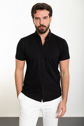 پیراهن مشکی مردانه اسلیم فیت Mcr - کد 813892549