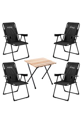ست صندلی و میز کمپ مشکی ARGEUS - کد 870441255