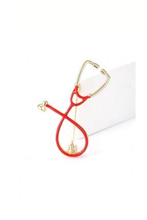 سنجاق سینه قرمز زنانه فلزی BİJUTERİX - کد 870447006