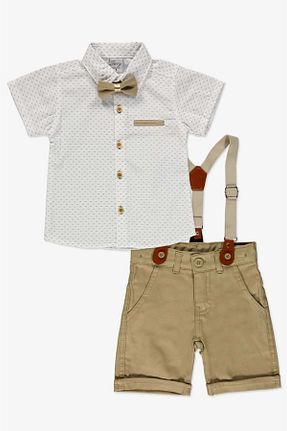 ست بالاتنه و پائین تنه قهوه ای بچه گانه بافتنی Mnk Baby&Kids - کد 830012127