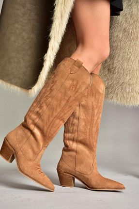چکمه قهوه ای زنانه چرم مصنوعی Fox Shoes - کد 870485452