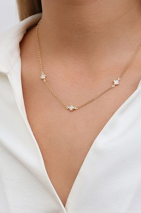 گردنبند طلا سفید زنانه 14 عیار Altınkesesi - کد 867218716