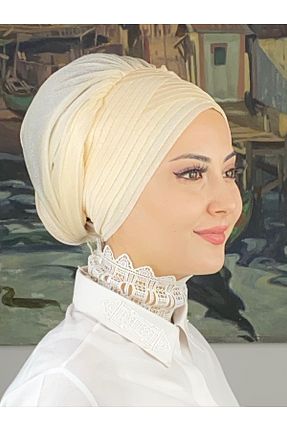 روسری بژ شیفون BUTİKAMBAR - کد 870509383