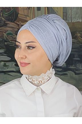 روسری طوسی شیفون BUTİKAMBAR - کد 870782844