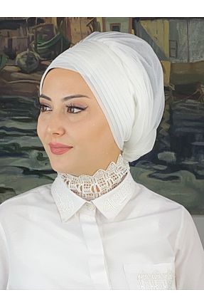 روسری سفید شیفون BUTİKAMBAR - کد 870501864