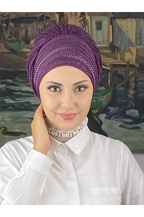 روسری بنفش شیفون BUTİKAMBAR - کد 870503077