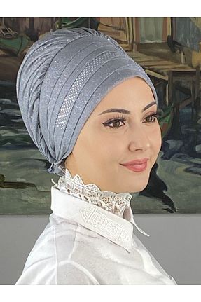 روسری طوسی شیفون BUTİKAMBAR - کد 870502837