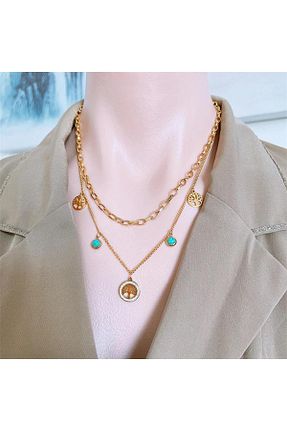 گردنبند استیل ( فولاد ) طلائی زنانه استیل (فولاد) DEMOKAN - کد 870506718