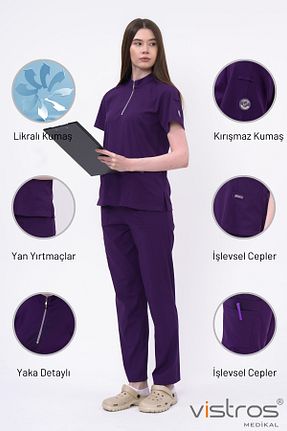 لباس کار بنفش Vistros Medikal - کد 863838696
