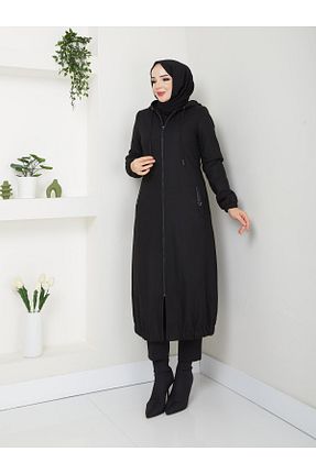 پالتو پشمی حجاب مشکی زنانه رگولار Doque - کد 870525033