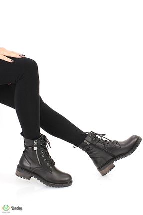 بوت / نیم بوت مشکی زنانه چرم خالص Mammamia - کد 870531569
