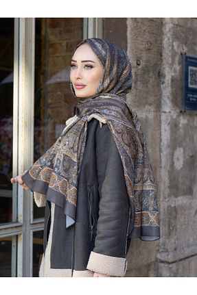 شال طوسی زنانه پنبه ای Genel Markalar - کد 870533651
