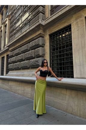 دامن سبز زنانه ساتن LB Laluna Butik - کد 772345249