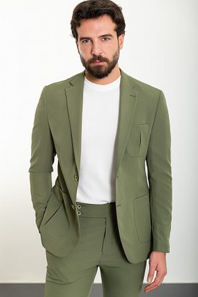 کت و شلوار خاکی مردانه مخلوط پلی استر Mcr - کد 785678184
