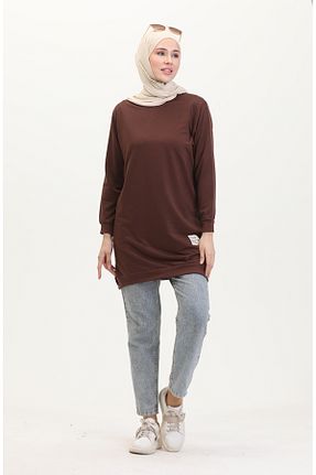 تونیک حجاب قهوه ای زنانه پلی استر sefamerve - کد 870551765