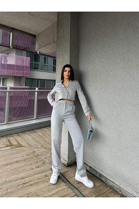 ست بالاتنه و پائین تنه طوسی زنانه جین popibutik - کد 797753887