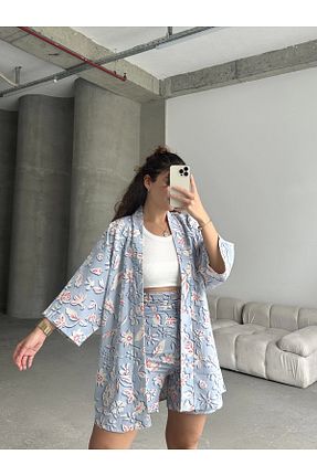 ست بالاتنه و پائین تنه آبی زنانه بافتنی Pullaps - کد 870606210
