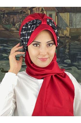 روسری قرمز پنبه پلی استر BUTİKAMBAR - کد 870647435