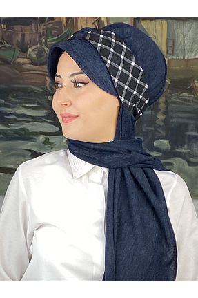 روسری سرمه ای پنبه پلی استر BUTİKAMBAR - کد 870647427