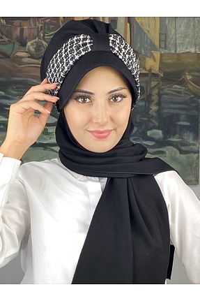روسری مشکی پنبه پلی استر BUTİKAMBAR - کد 870647453