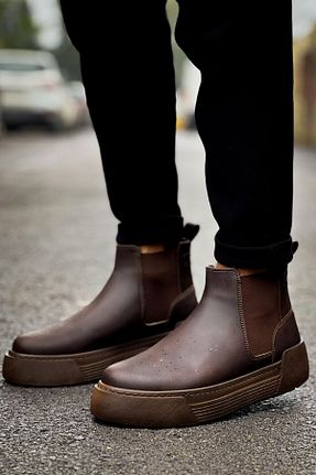 بوت / نیم بوت قهوه ای مردانه پاشنه تخت Chekich - کد 870660894