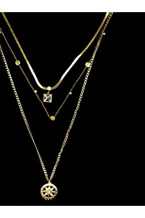 گردنبند جواهر طلائی زنانه استیل ضد زنگ stainless steel - کد 870703928