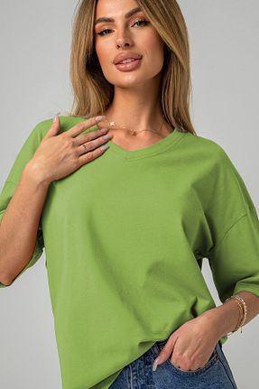 تیشرت سبز زنانه اورسایز Happyfox - کد 863928310