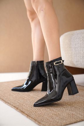 بوت / نیم بوت مشکی زنانه چرم لاکی GOFFSHOES - کد 870747346