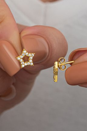 گوشواره نقره طلائی زنانه 925 عیار NEREZE - کد 863467212