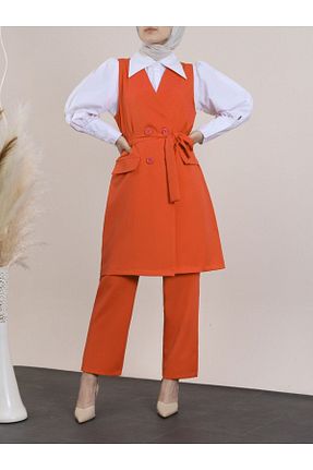 ست بالاتنه و پائین تنه نارنجی زنانه بافتنی MADAMECİCİ - کد 870828167