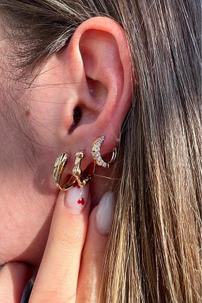 گوشواره جواهر طلائی روکش طلا BUNNY - کد 373498407