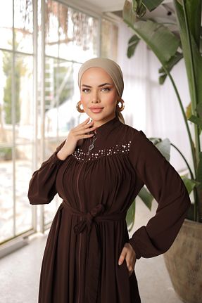 کلاه و ابایا قهوه ای زنانه پنبه ای Nissra - کد 771485625