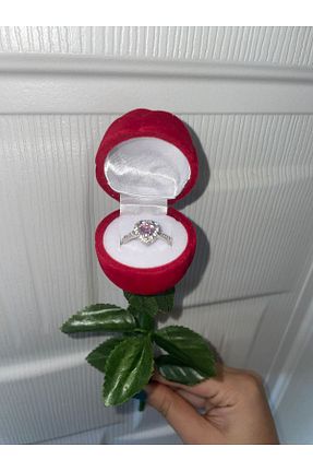 انگشتر استیل (فولاد) صورتی زنانه نقره HKN AVM ACCESSORİES - کد 870842147