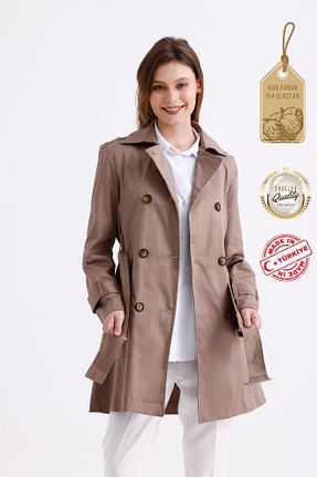 ترنچکت قهوه ای زنانه پنبه ای PASTELASTORE - کد 740204656