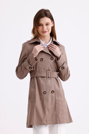 ترنچکت قهوه ای زنانه پنبه ای PASTELASTORE - کد 740204656