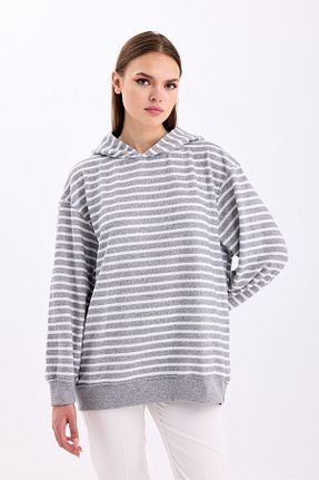 سوئیشرت طوسی زنانه اورسایز PASTELASTORE - کد 789444045